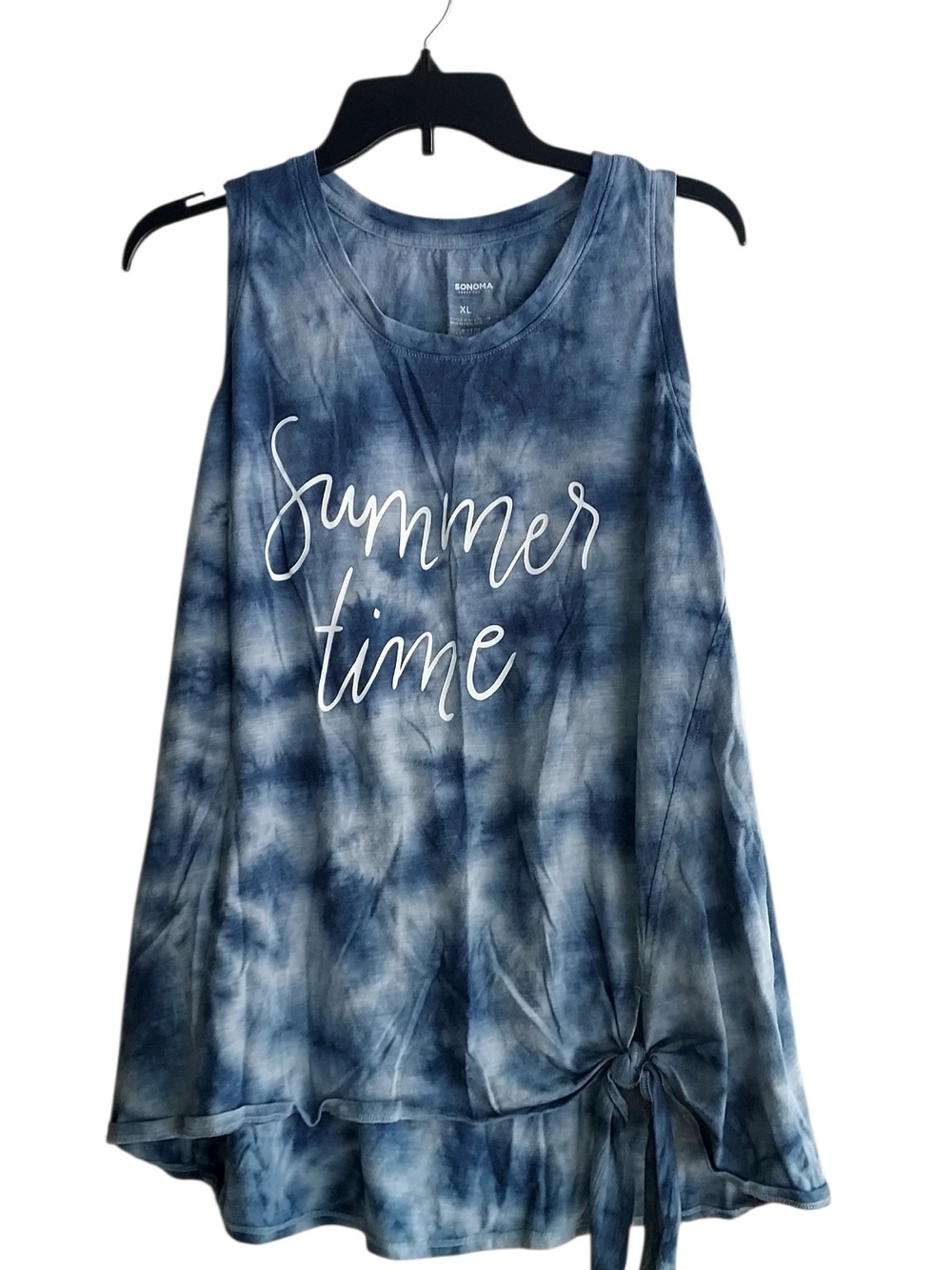 Sonoma Blue Tie-Dye Tank with "Summer time" Script